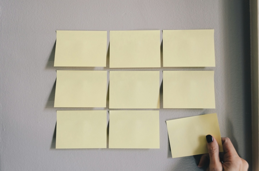 Group of post-it notes on a wall