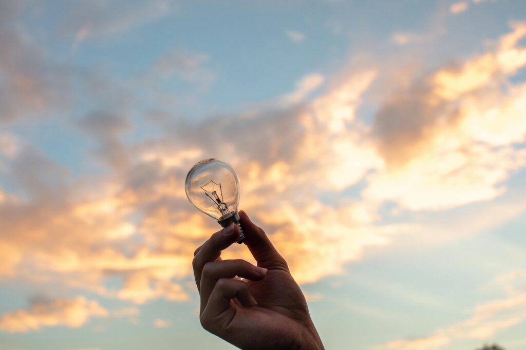 Picture of a lightbulb in the sky