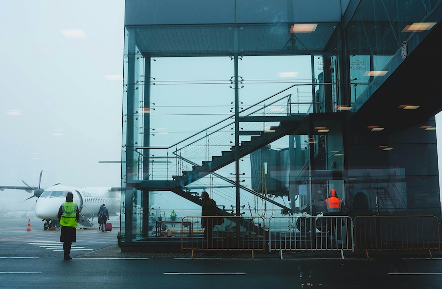Picture of an airport on a grey day