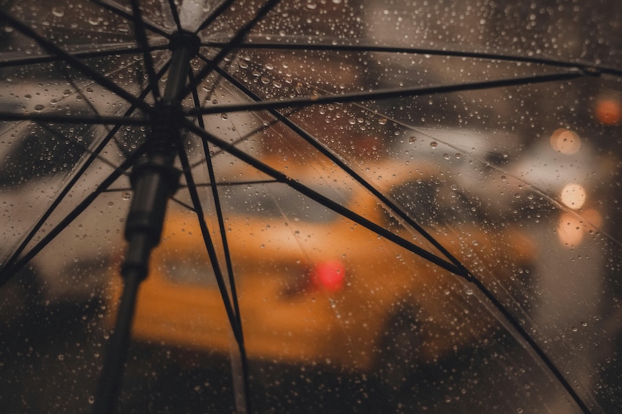 Image of clouds through an umbrella