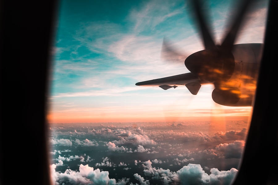 Image of a plane propellor fro the window
