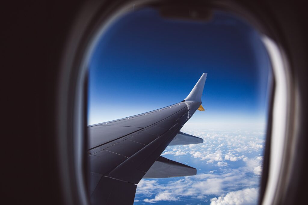View from the plane window looking outside